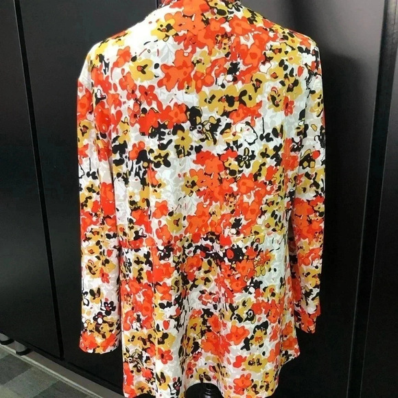 Kasper Floral Open Front Cardigan Shrug,long sleeve,floral pattern,soft stretch - Picture 3 of 9